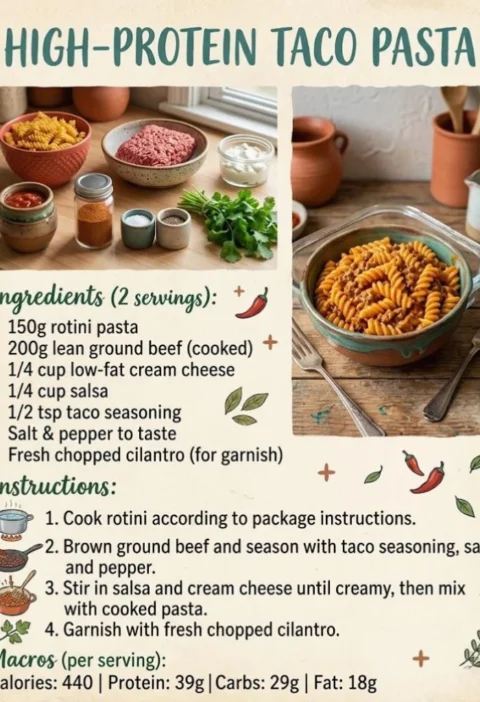 High Protein Taco Pasta