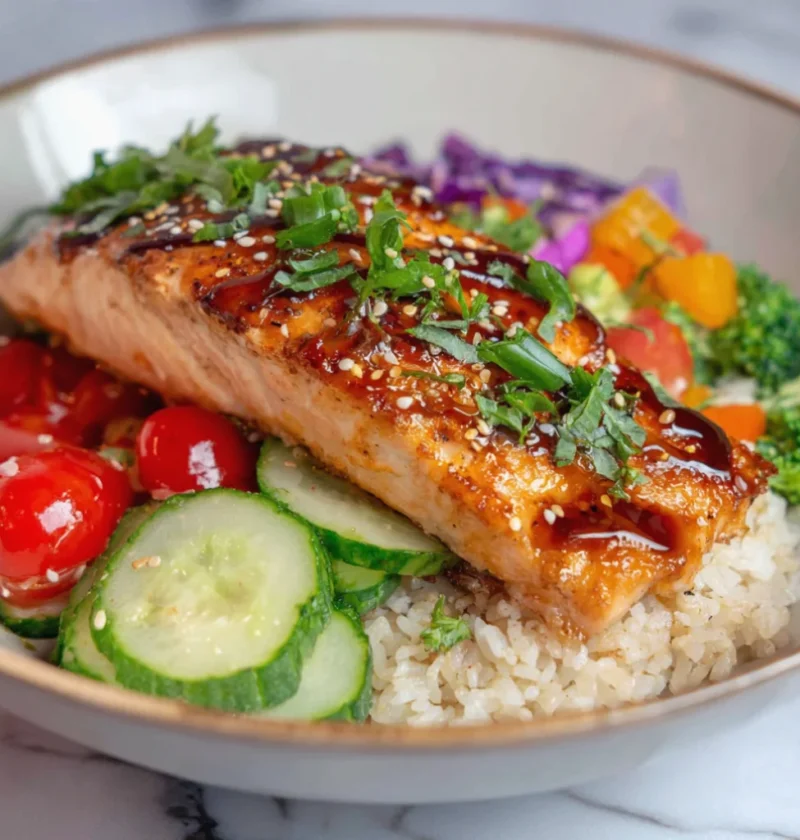 Honey Glazed Salmon Rice Bowl