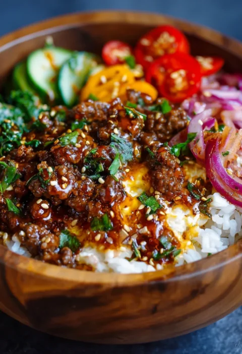 Hot Honey Ground Beef Bowls
