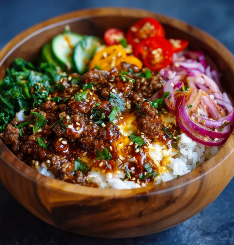 Hot Honey Ground Beef Bowls