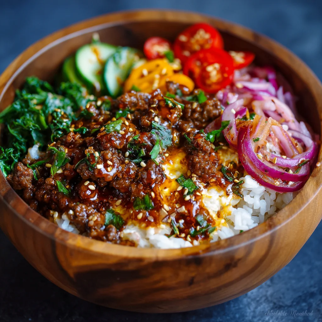 Hot Honey Ground Beef Bowls