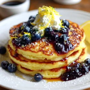 Lemon Blueberry Cottage Cheese Pancake