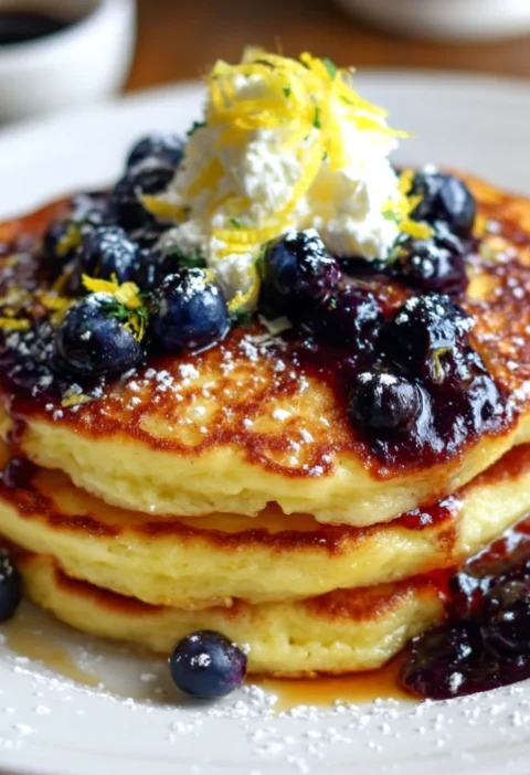 Lemon Blueberry Cottage Cheese Pancake
