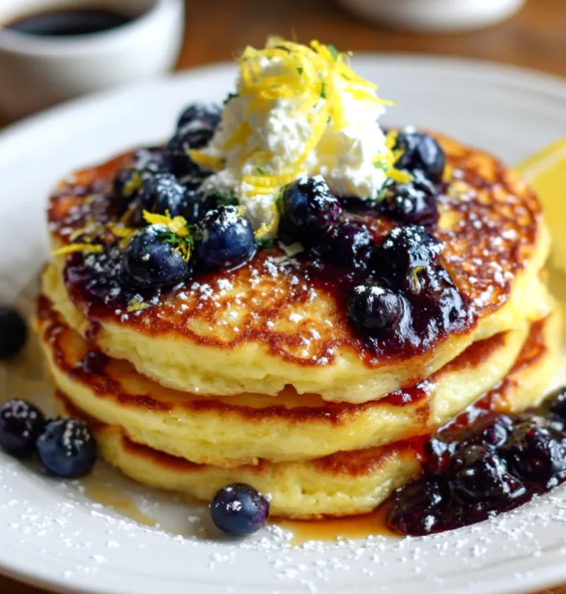 Lemon Blueberry Cottage Cheese Pancake