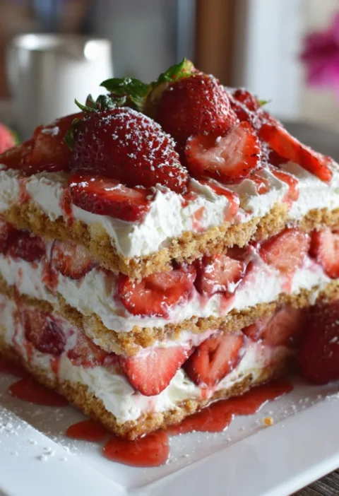 No Bake Strawberry Icebox Cake