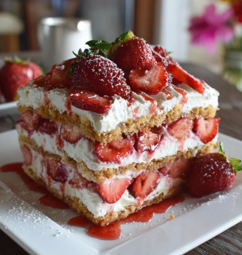 No Bake Strawberry Icebox Cake