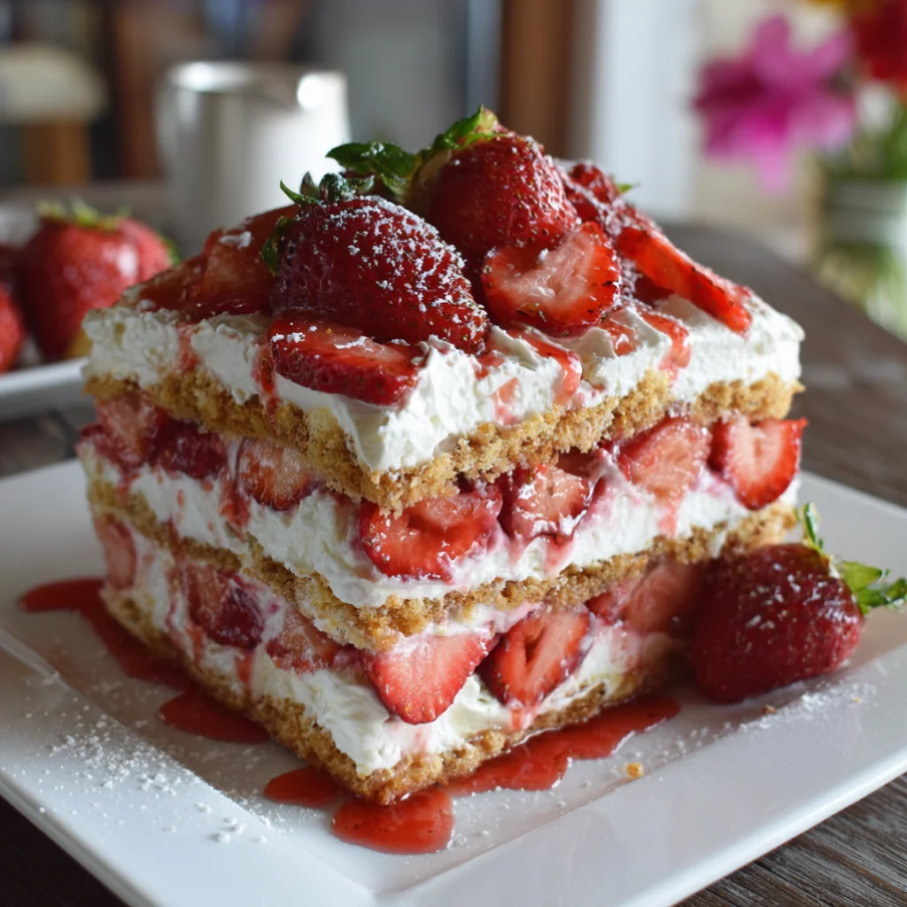 No Bake Strawberry Icebox Cake