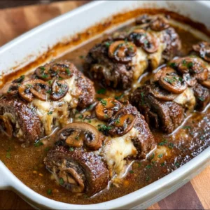 This Oven-Baked Mushroom Swiss Steak Rolls