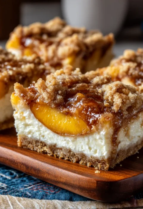 Peach Cobbler Cheesecake Bars