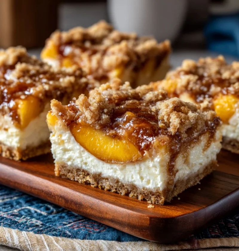 Peach Cobbler Cheesecake Bars
