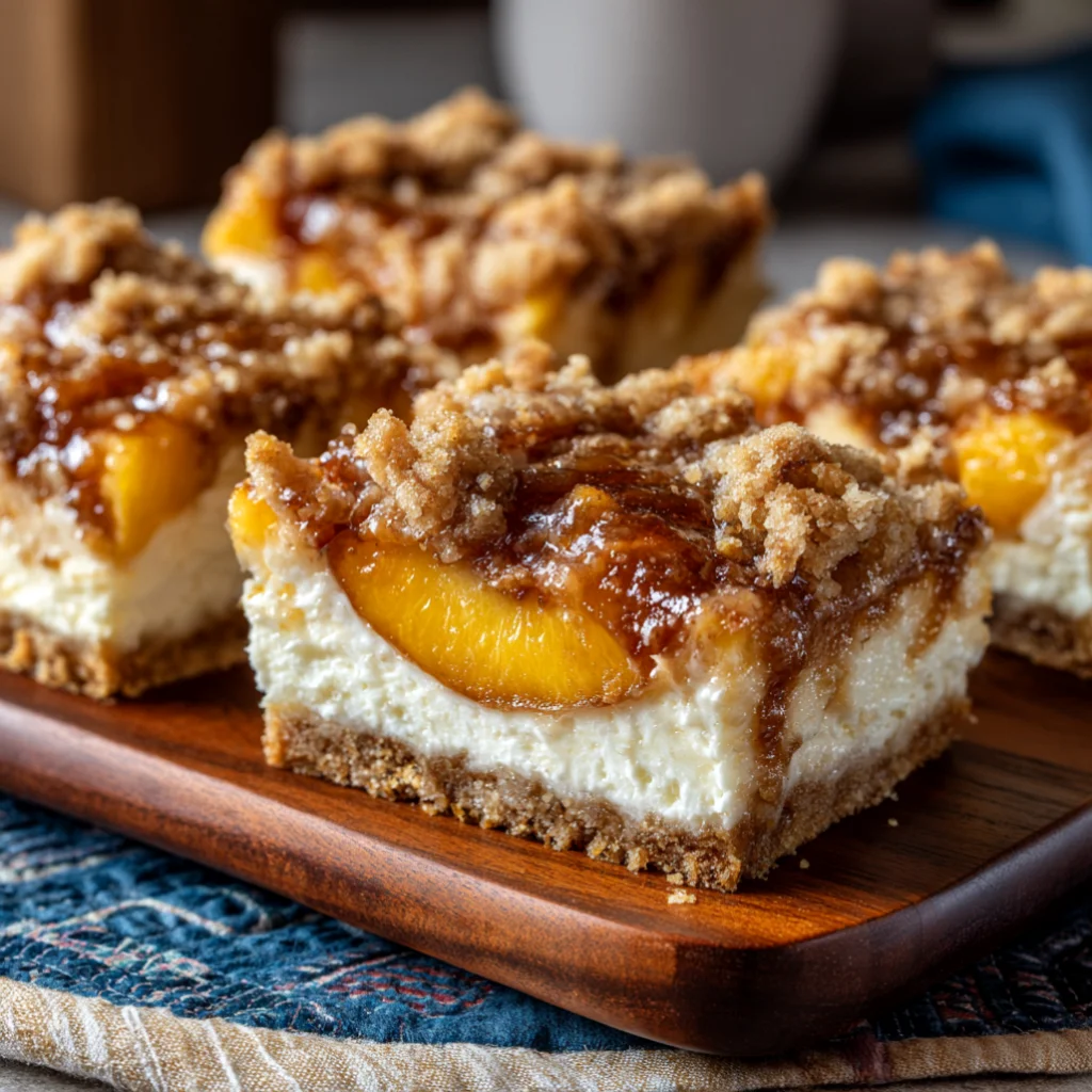Peach Cobbler Cheesecake Bars