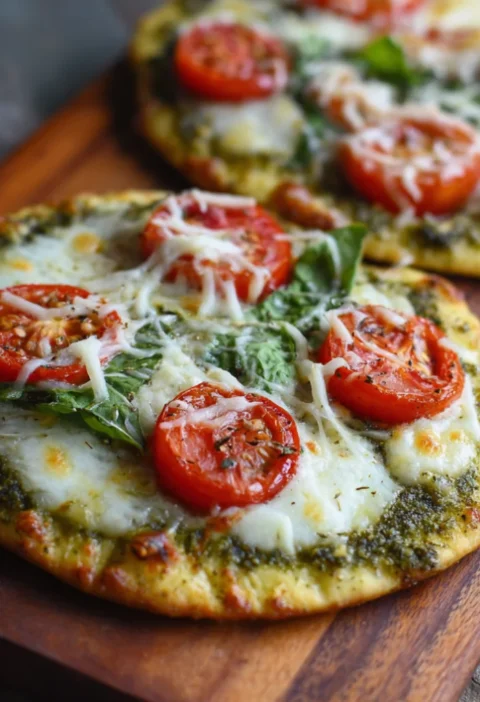 Quick and Easy Pesto Flatbread Pizza