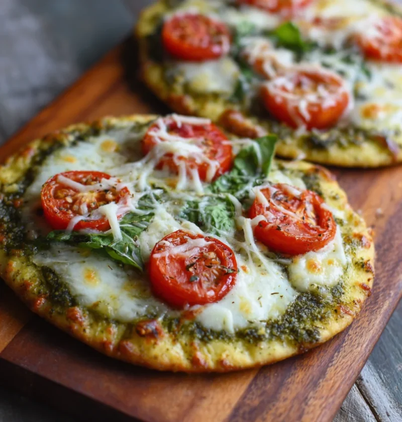 Quick and Easy Pesto Flatbread Pizza