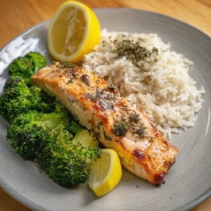Salmon with Rice & Broccoli