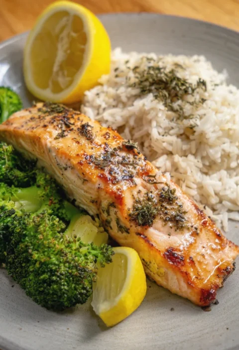 Salmon with Rice & Broccoli