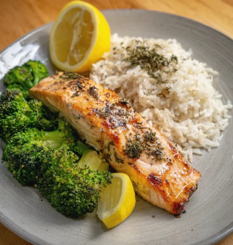Salmon with Rice & Broccoli