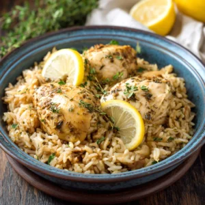 Slow Cooker Lemon Herb Chicken and Rice