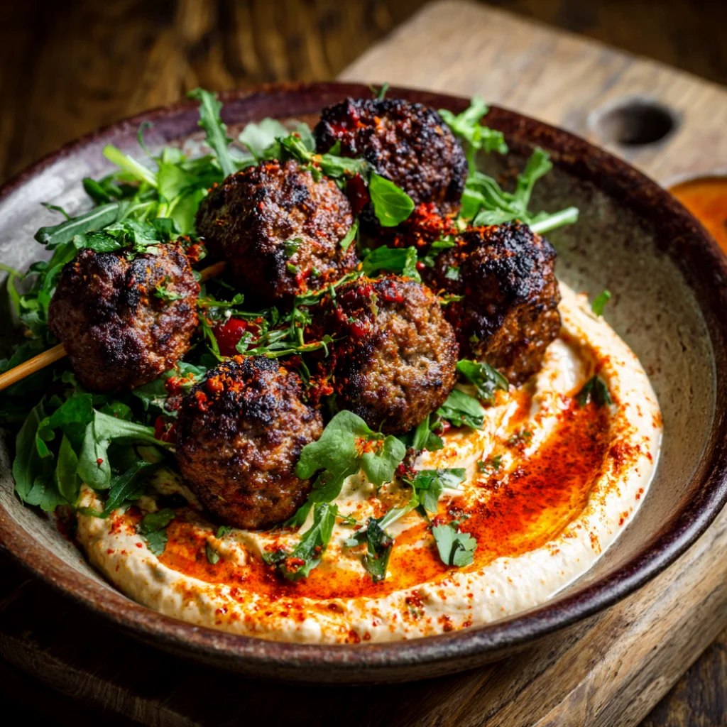 Spicy, Smoky Beef Kofta with Harissa Yogurt