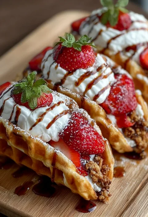 strawberry waffle tacos
