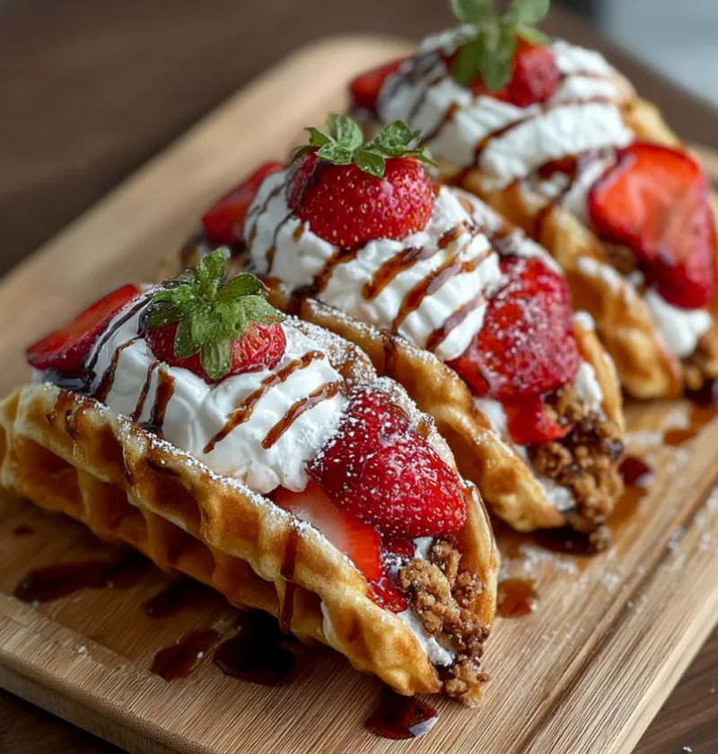 strawberry waffle tacos