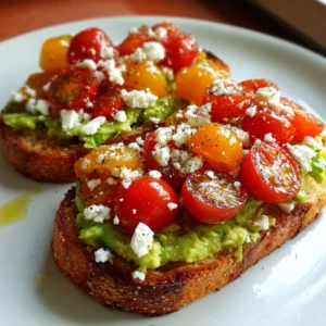 Avocado Toast with Feta and Cherry Tomatoes For Quick Meal