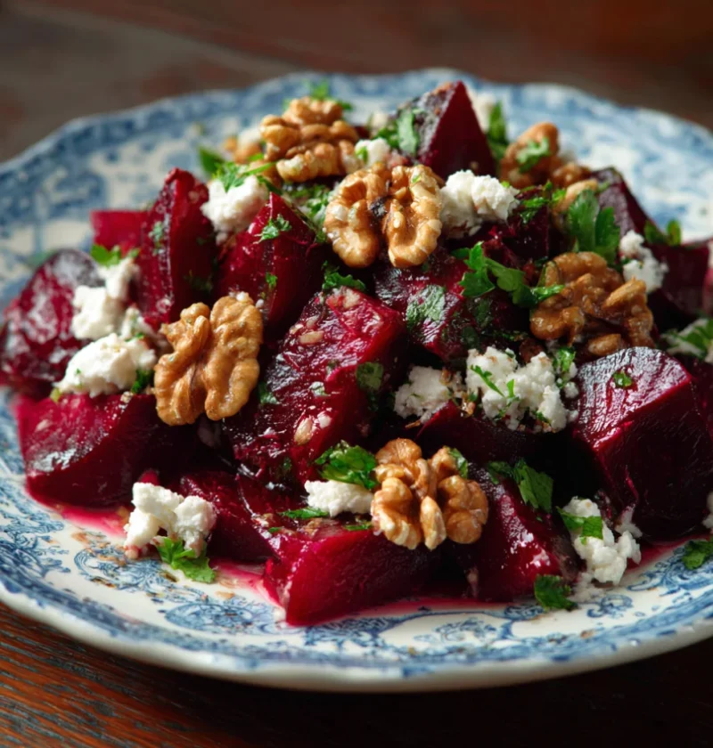 beetroot salad with walnut and feta