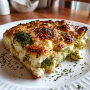 Broccoli and Cauliflower Cottage Cheese Bake Casserole