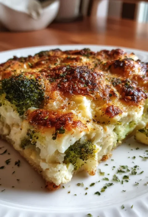 Broccoli and Cauliflower Cottage Cheese Bake Casserole