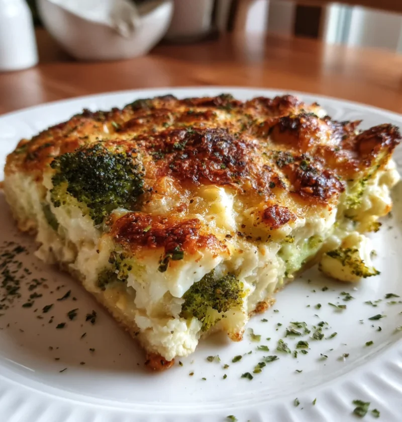 Broccoli and Cauliflower Cottage Cheese Bake Casserole