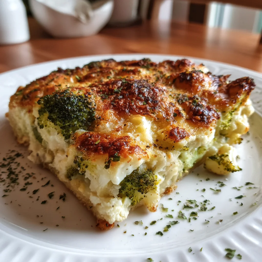 Broccoli and Cauliflower Cottage Cheese Bake Casserole