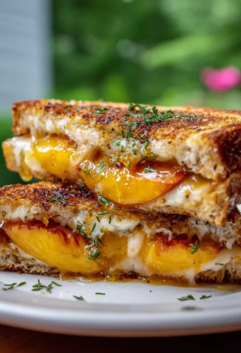 Caramelized Peach And Brie Grilled Sandwich