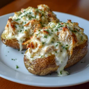 Cheesy Chicken Alfredo Stuffed Potatoes