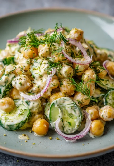 Creamy Chickpea & Cucumber Salad