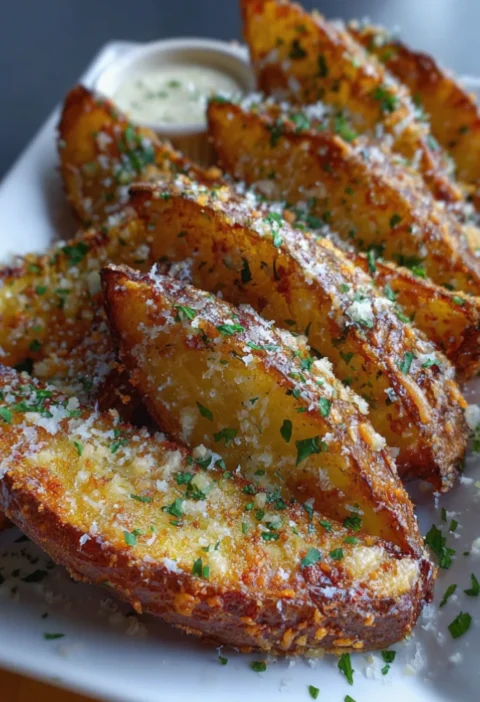 Crispy Garlic Parmesan Potato Wedges