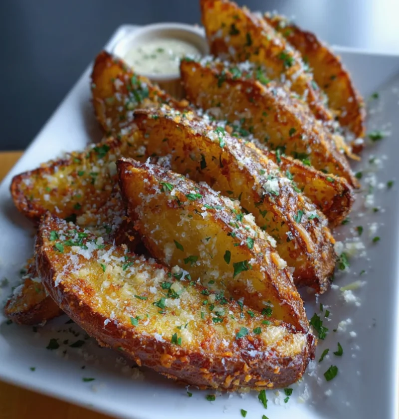 Crispy Garlic Parmesan Potato Wedges