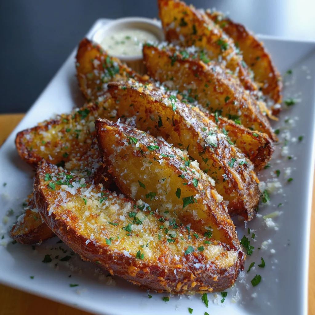 Crispy Garlic Parmesan Potato Wedges