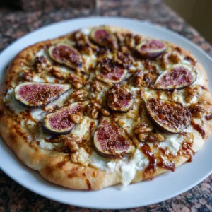 Crispy Pizza Whipped With Brie, Fresh Figs and Crushed Walnuts