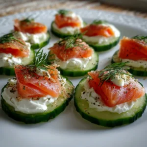 Cucumber Slices with Cream Cheese & Smoked Salmon