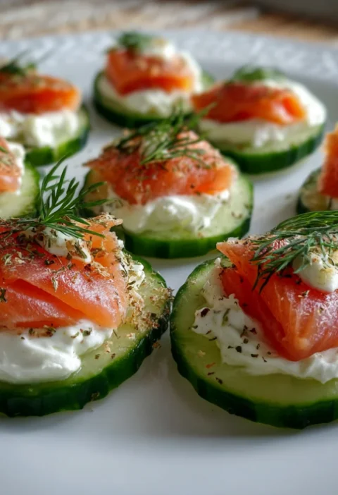 Cucumber Slices with Cream Cheese & Smoked Salmon