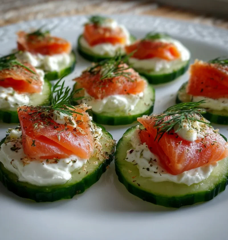 Cucumber Slices with Cream Cheese & Smoked Salmon