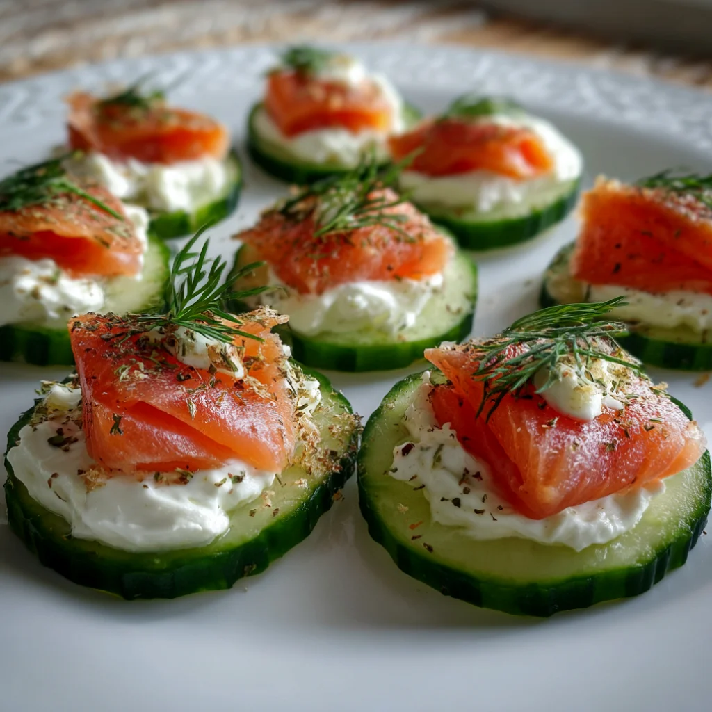 Cucumber Slices with Cream Cheese & Smoked Salmon