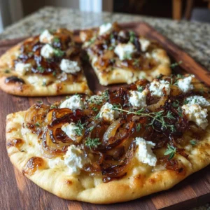 Easy Caramelized Onion Flatbread with Goat Cheese