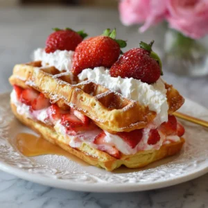 Easy Strawberry Cheesecake Stuffed Waffles