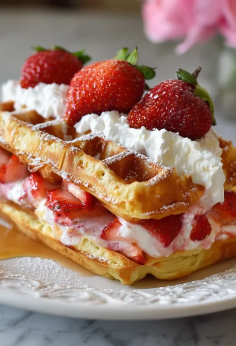 Easy Strawberry Cheesecake Stuffed Waffles