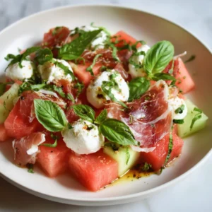 Fresh Melon and Burrata Salad with Prosciutto and Basil: Easy Summer Salad Recipe
