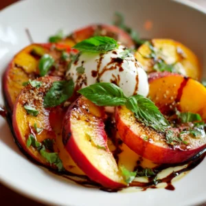 Fresh Peach Caprese Salad With Burrata and Basil