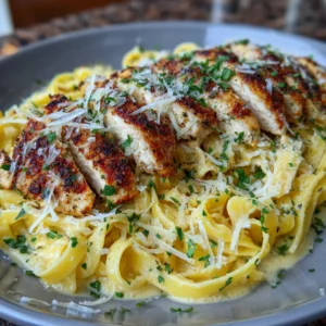 Garlic Parmesan Chicken with Fettuccine