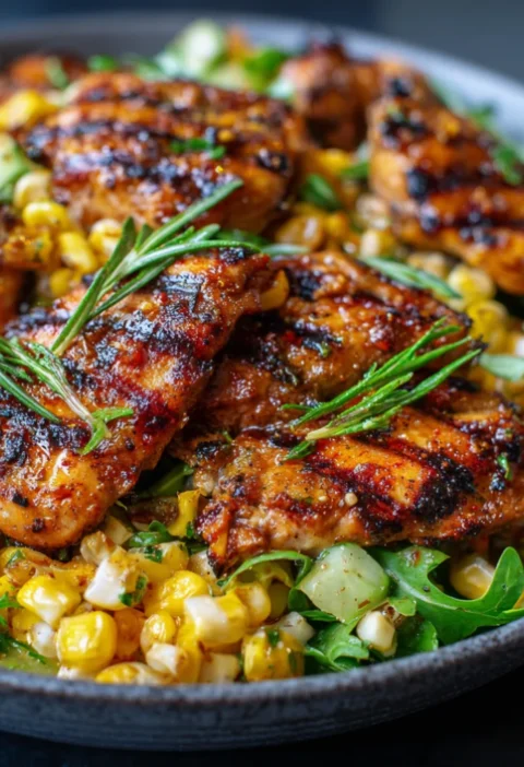 Healthy Grilled Hot Honey Chicken and Sweet Corn Salad
