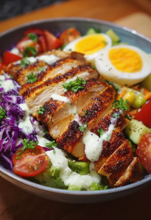 High Protein Chicken Bowl Salad