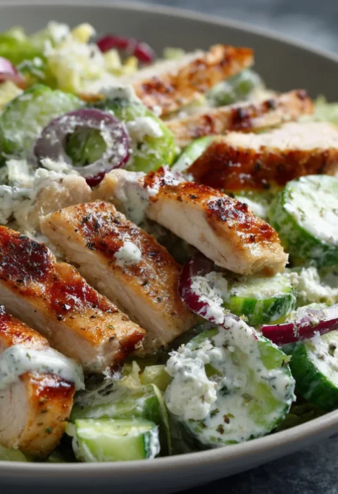 High-Protein Chicken Caesar Cucumber Salad Recipe